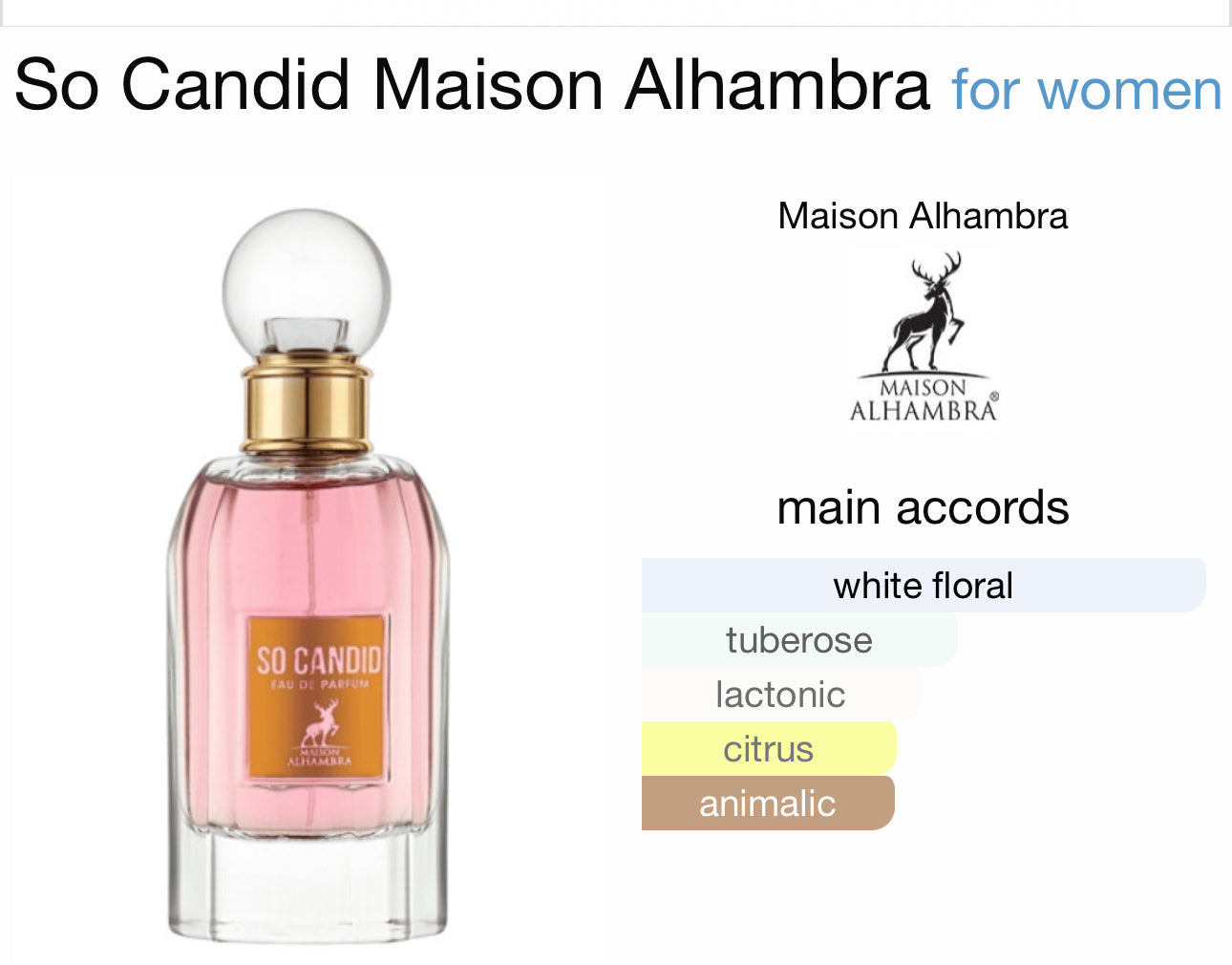 So Candid Maison Alhambra 85 ML ( como So Scandal By Jean paul gaultier)