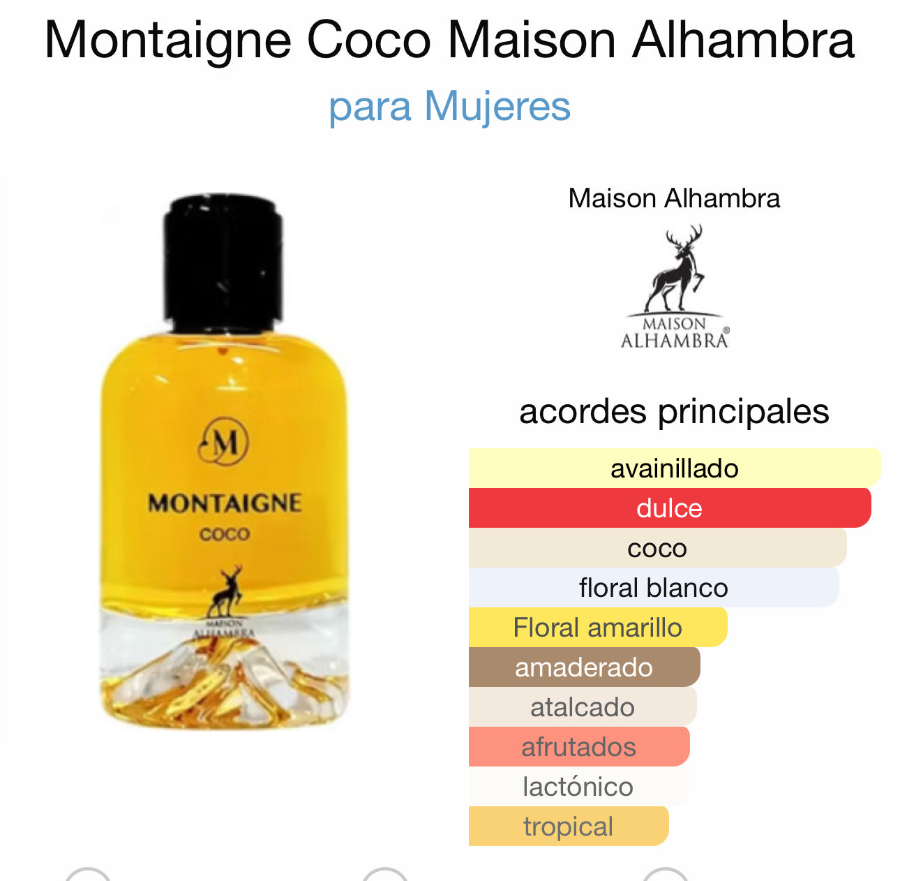 Montaigne Coco Maison Alhambra para Mujeres como (Coco Vanille Mancera )