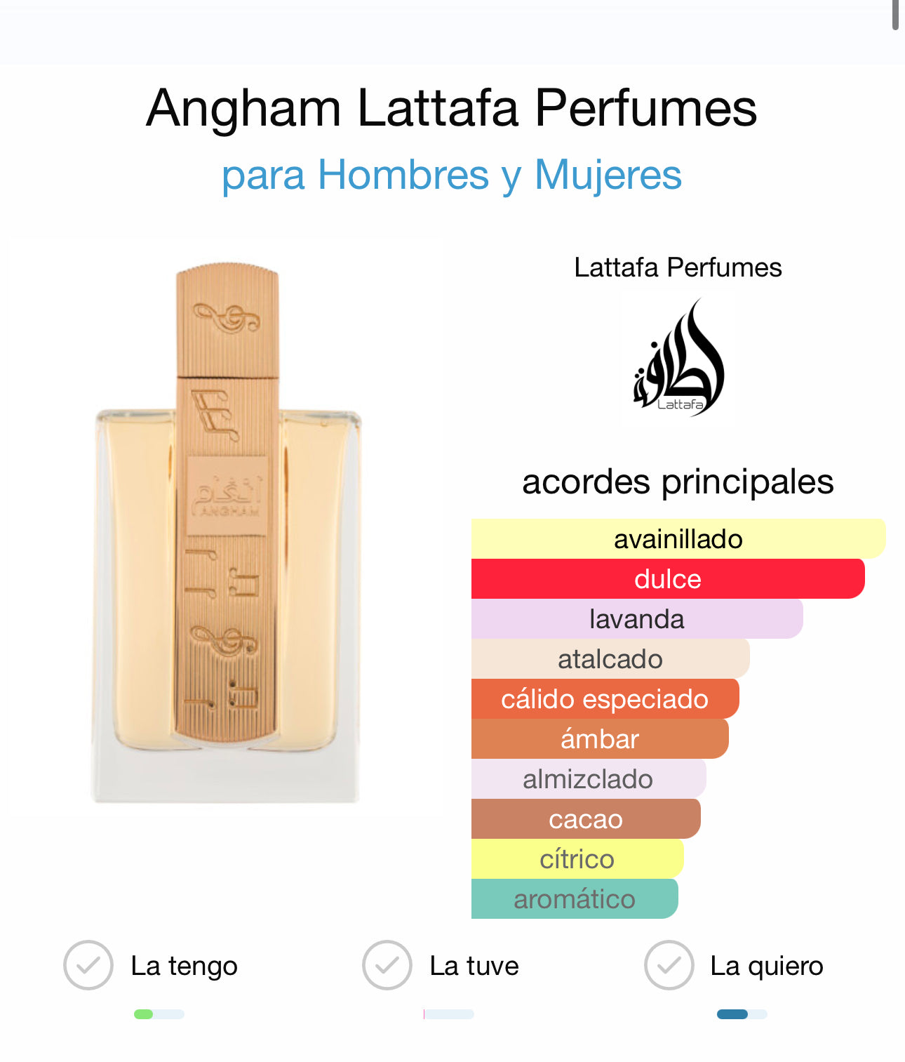 Angham Lattafa Perfumes para Hombres y Mujeres como Goddess Burberry