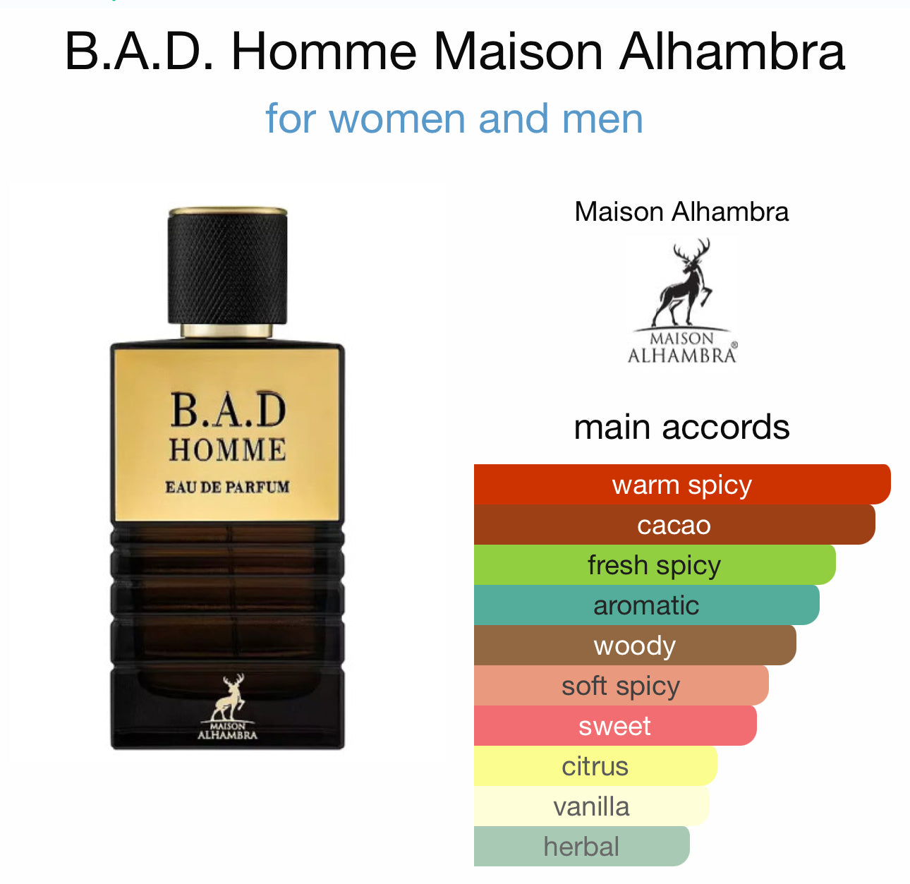 B.A.D. Homme Maison Alhambra inspirado en Bad Boy de Carolina Herrera